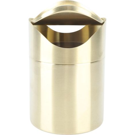Tapa de papelera de escritorio color dorado, fabricada en acero inoxidable 304, compacta y portátil: una mini papelera ideal para escritorios de oficina y mesas de comedor. (1/5)