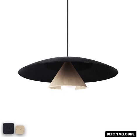 Lampe de suspension en béton velours - OLEMI VELVET CONCRETE ANTHRACITE - SABLE (1/3)