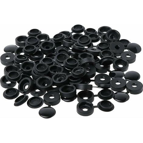 100 Pièces Cache Vis Plastique,Bouchon à Vis en Plastique,Couvercle à vis,Cache-vis de rondelle,Couvercle Décoratif à Vis (Noir) (1/5)