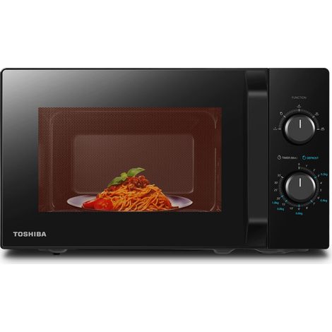 Toshiba MW2-MM20P(BK) - Forni a microonde standard, 20 Litri, 800 W, 5 livelli di potenza con pratica funzione di scongelamento, illuminazione a LED interno/Nero