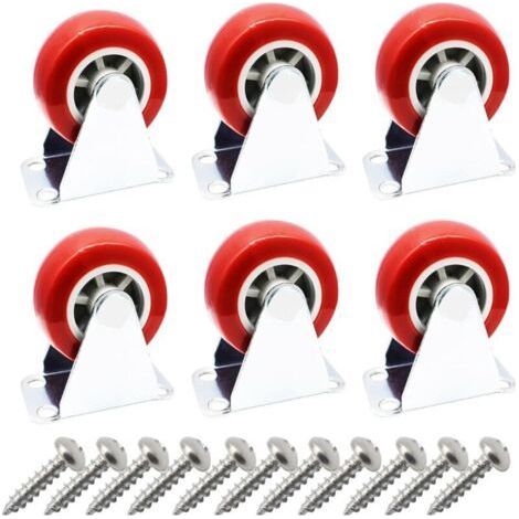 (Tornillos gratis) 6 paquetes, ruedas rígidas de goma dura de 1,5 pulgadas sin placa giratoria para muebles y banco de trabajo (1/5)