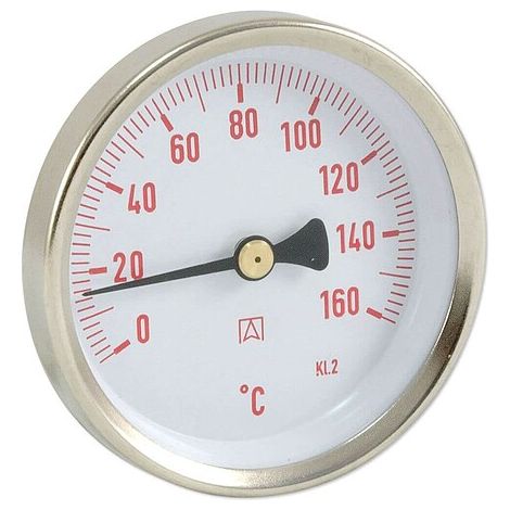 AFRISO Bimetall-Solar-Thermometer - Gehäuse Stahlblech verzinkt (Ø 63 mm), 1/2'' x 40 mm, Skala 0-160 °C, ROT