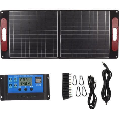 80W 18V Panneau Solaire Pliable IP65 Étanche Portable Monocristallin Kit avec Contrôleur 40A (1/5)