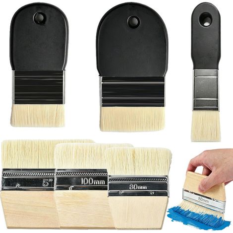 Lot De 6 Pinceaux Plats Pinceaux Peinture Acrylique avec Manche en Pinceau Large Bois Lasure Pinceau Plat Peinture pour Peinture sur Toile (1/5)