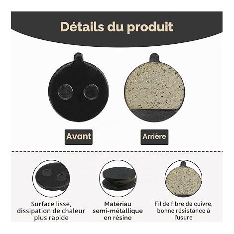 Plaquette Frein Trottinette Electrique, Plaquettes de Draisienne, Semi-Métalliques pour Électrique, Accessoires Scooter, Résistant à l'usure (1/3)