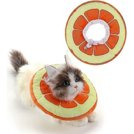 Adjustable Cat Recovery Collar, Soft Cat Collar, Donut Pillow for Cats, Cute Orange (1/3)