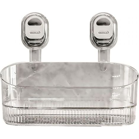 Étagère de salle de bain et de cuisine, fixation sans perçage, trous d'évacuation, montage facile sur carrelage, verre et miroirs, support multifonctionnel pour cosmétiques et accessoires (1/5)