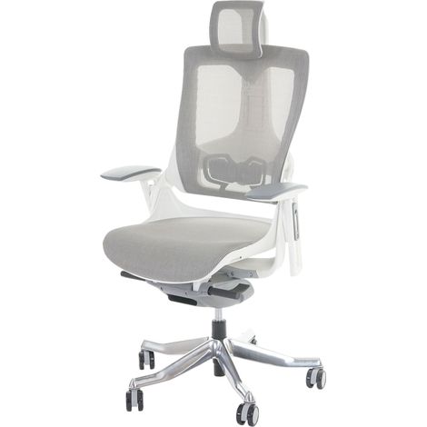 [NON UTILIZZATO] Poltrona sedia ufficio girevole regolabile MERRYFAIR Wau 2 ergonomica poggiatesta alluminio tessuto bianco grigio