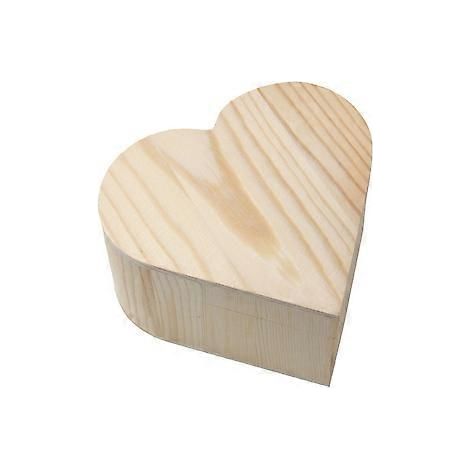 Boîte en bois en forme de cœur, boîte de rangement en bois brut, boîte en bois naturel vierge (1/2)
