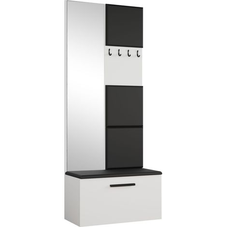 AX LIVING Kleiderschrank mit Spiegel Rosanno III - 80,6 cm Weiß JS100