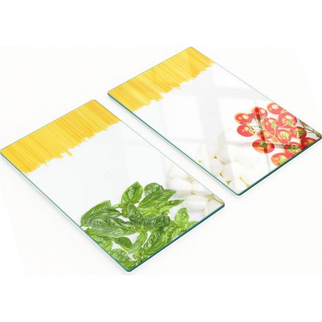 Planches décoratives multifonctions en verre pour la cuisine, motif drapeau italien, 2 x 30 x 52 cm (1/5)
