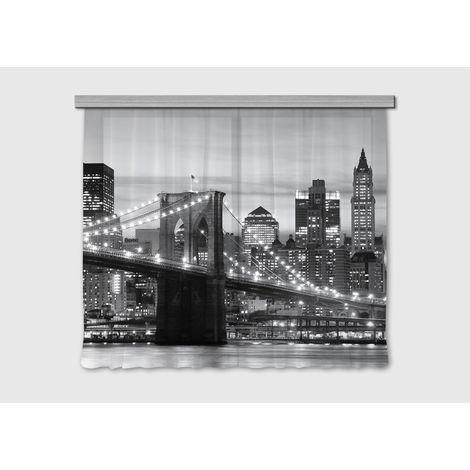 Brooklyn Bridge New York rideau imprimés pont de Brooklyn illuminé 180x160 cm, 2 pièces (1/5)