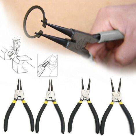 Set 4 Pinze Per Anelli Elastici Interni Esterni 170mm 7" Dritte Angolo 90°