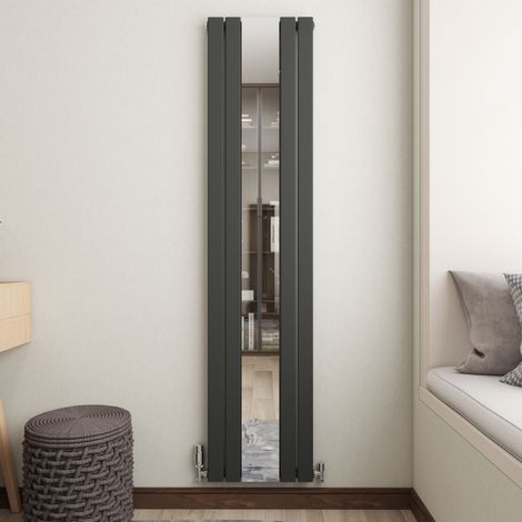 AICA Vertical Flat Panel Radiator with Mirror Single Panel 1800x417mm - Anthracite (1/5)