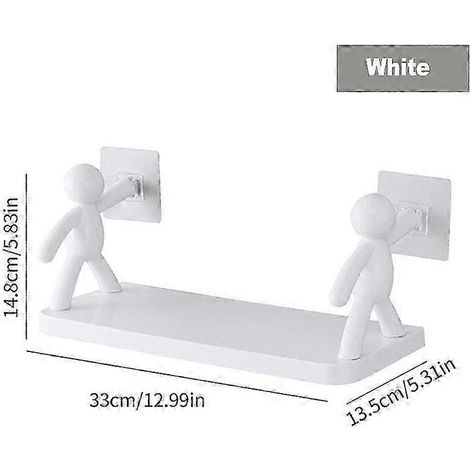 Étagère de rangement de salle de bain blanche en forme de poupée, étagère de rangement cosmétique auto-adhésive, 25-26 pouces de long. (1/5)