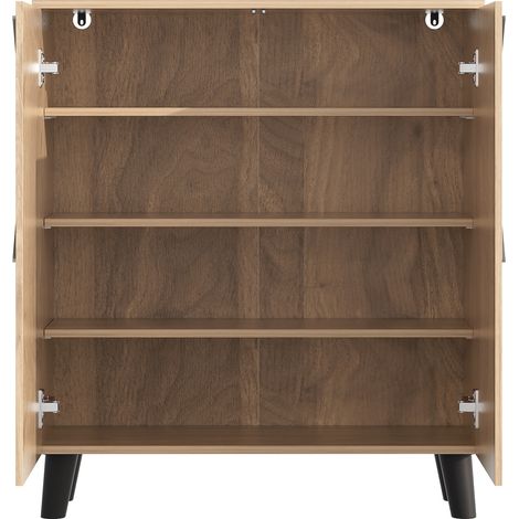 Moderner Schuhschrank mit dekorativem Rattanmuster, 80x32x91 cm, Holzoptik (1/5)