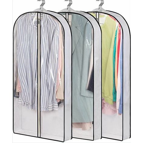 Housses VêtementsLot Couverture Costume Anti-Poussière avec Zip et Protection pour Chemise 60 x 100 cm lot de 3 (1/4)