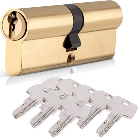 1 Cylindre de serrure 80mm, acier antichoc, 8 clés, pour porte blindée (1/5)