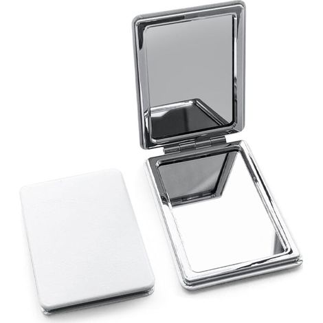 Espejo de maquillaje portátil de bolsillo de PU (2 piezas), mini espejo plegable de doble cara para viajes de negocios (rectangular) (1/4)