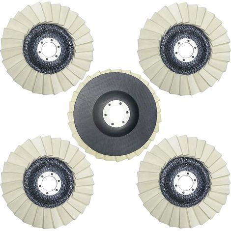 5 disques abrasifs feutre 115 mm, tampons polissants laine 115×22 mm avec support, adaptés meuleuse d'angle (1/4)