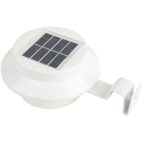 QORVA-Lot de 3 lampes solaires pour gouttières, lampes solaires d'extérieur avec support réglable, pour clôture, jardin, mur, cour (blanc,lumière chaude) (1/5)