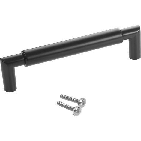 SOTECH Möbelgriff E9 echt Edelstahl Ø 16 mm mit Sockeln aus Metall, schwarz matt, BA 128 mm, 1 Stück