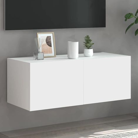 TV-Wandschrank mit LED-Leuchten Weiß 80x35x31 cm (1/5)