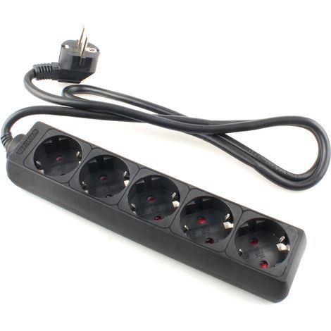 Regleta de enchufe negra onlex t/t cable 1,5 mts 5 tomas (1/2)