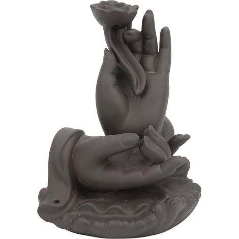 Brûleurs d'encens en forme de cascade de mains de Bouddha, porte-encens à reflux de taille moyenne pour chambres, bureaux et espaces de travail (1/5)