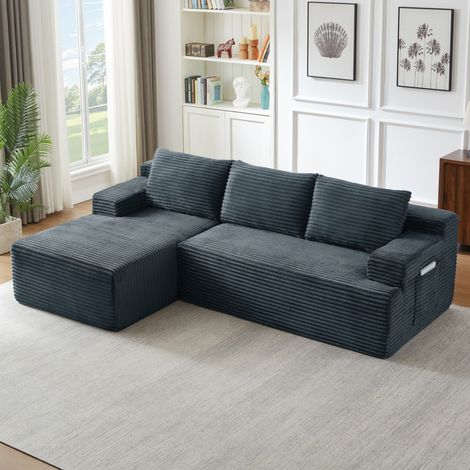 Canapé d'angle convertible 3 Places,canapé convertible,canapé 3 Places,canapé compressé modulaire,canapé de salon,avec méridienne en Forme de L,Pas de Montage nécessaire,gris foncé