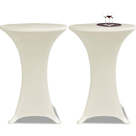 Copritavolo 80 cm Crema Tessuto elasticizzato 2 pezzi