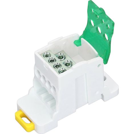 Bloc de jonction à bornes DIN 690V 80A, boîte de raccordement électrique avec connecteurs en laiton pour équipements ménagers, couleur verte (1/5)