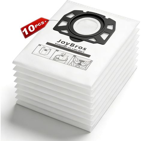10 Pièces Sacs à Poussière für Kärcher WD4-7/ MV4-6/2.863-006.0/ KFI 487 JoyBros de Rechange Sac Aspirateur avec karcher WD6 P/ WD5 P/ WD6 P Premium (1/5)