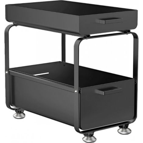 Organisateur de meuble sous évier noir - Organisateur de cuisine avec tiroirs - Organisateur de cuisine en acier inoxydable - Pieds antidérapants et ventilation - Noir - Durable et pratique (1/5)