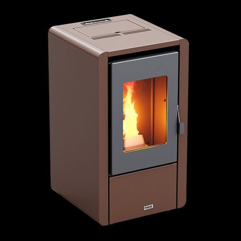 Stufa a Pellet FOCO Ruggine - Modello Petit - Ad Alta Efficienza - Classe Energetica A+ - Stile Moderno - Dimensione Compatta (1/5)