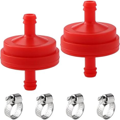 2 Pièces 1/4" I.D. Filtres à Carburant en Ligne, Filtre à Carburant 150 Microns pour Tondeuse à Gazon, avec 4 Pièces Pinces, Compatible avec BS 298090 298090s