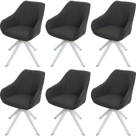 Set 6x sedie poltroncine girevole con braccioli elegante imbottita HHG-786 tessuto grigio scuro