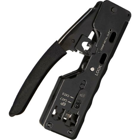 BRAVIX GJ669BK RJ45 Pince à Sertir Outil de Sertissage Outil de Réparation pour Prise Réseau CAT7 RJ45，noir