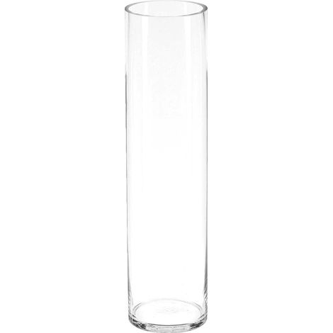 Vase Cylindre - 1 Pièce - Verre Transparent - Design Épuré Hauteur 60cm - Décoration Intérieur Salon Entrée - 15x60 cm (1/2)