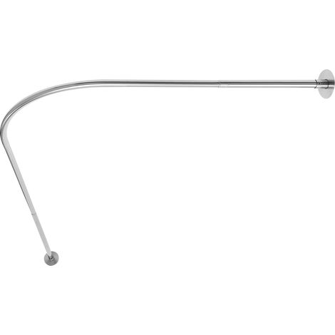 Duschvorhangstange L Form Duschvorhang Winkelstange 70-95x105-165cm einstellbare Duschstange für Badezimmer Badewanne (Silber)