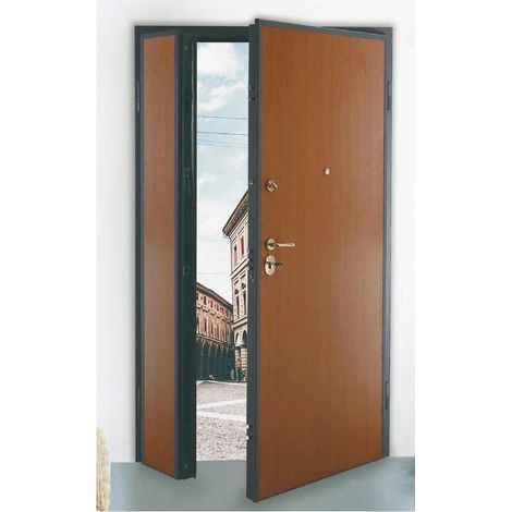 Portone Blindato Interno 2 Ante Porta Classe 3 Liscio Cilindro Europeo Noce (1/4)