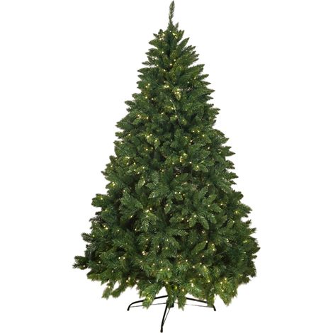 Abrihome 6ft/180cm Pre-Lit Artificial Christmas Tree 450 LED Warm White Lights Hinged Branches for Easy Assembly Energy Efficient Holiday Decor (1/5)