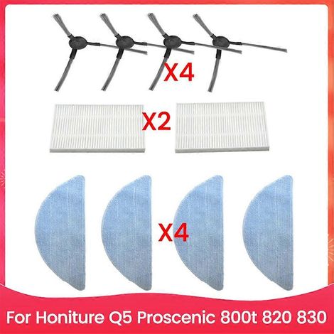 Kit de brosse latérale, filtre et chiffon de nettoyage pour aspirateur Honiture Q5 Proscenic 800t 820 830 - Pièces de rechange (1/5)