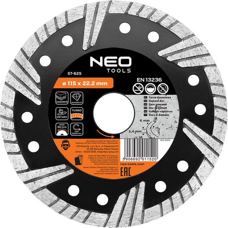 Disque diamant turbo neo tools diamond cutting disc 115 mm 6 mm