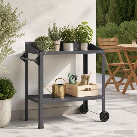 vidaXL Mesa de Trasplante con Ruedas 96 x 50 x 89 cm (1/5)