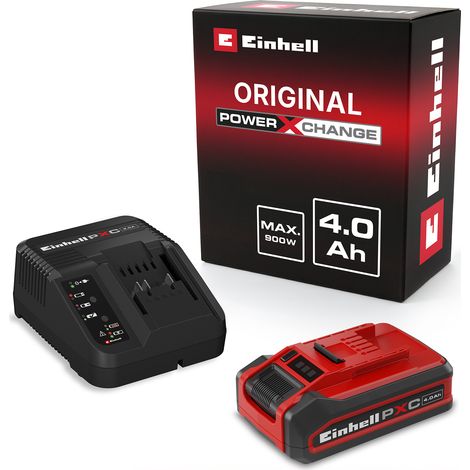 Original Einhell Starter Kit PXC+ 4,0 Ah (18 V, 900 W, Akku + 3 Ampere Ladegerät, 75 min Ladezeit, Power X-Change, Li-Ion, Lademanagement, LED-Anzeige) (1/4)