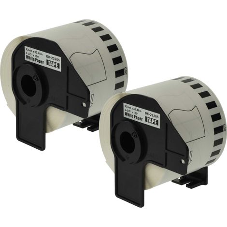vhbw 2x Label Roll with Holder (1 Label) Replacement for Brother DK-22205 for Label Maker - 62mm x 30.48m Premium White (1/5)