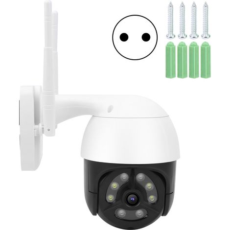 Caméra PTZ WiFi 3MP HD 8 LED, étanche IP66, interphone bidirectionnel, détection de mouvement, vision nocturne (norme européenne) (1/5)