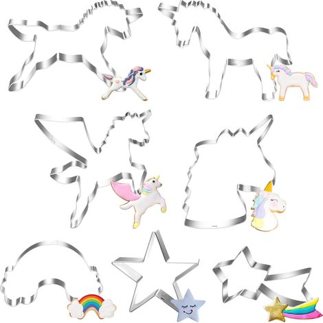 Cookie Cutters Set, Stainless Steel Horse Head, Rainbow, Pony Gifts for Kids Biscuits (1/5)