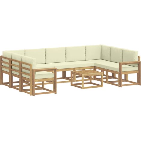 Outdoor Sofa Set 10 pcs White and Cream 59 x 59 x 37 cm vidaXL (1/5)